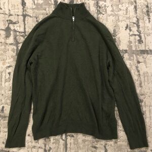 Quince Cashmere Sweater Men’s XL Green 1/4 Zip